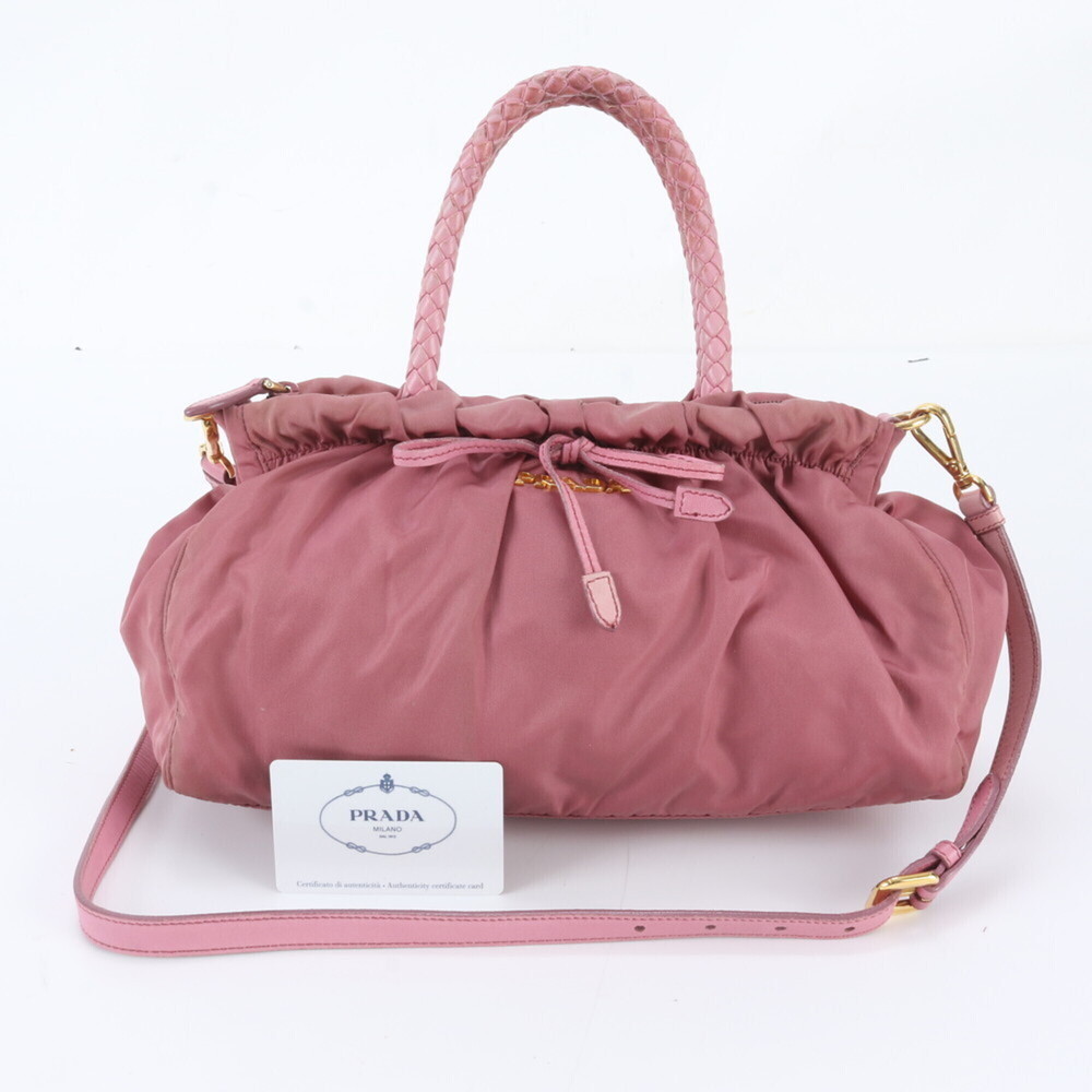 Prada Tessuto Nylon BN1631 Leather 2-Way Shoulder Bag/Handbag for Women (with...